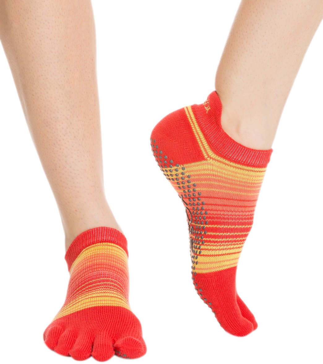 Toesox Low Rise Full-Toe Yoga Grip Socks Sunrise